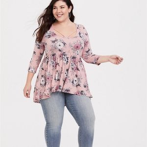 Torrid Babydoll pink blouse in 1X